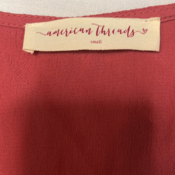 American Threads Lace Top Womens Mauve Long Sleeve Cinch Waist Size S - Picture 11 of 13